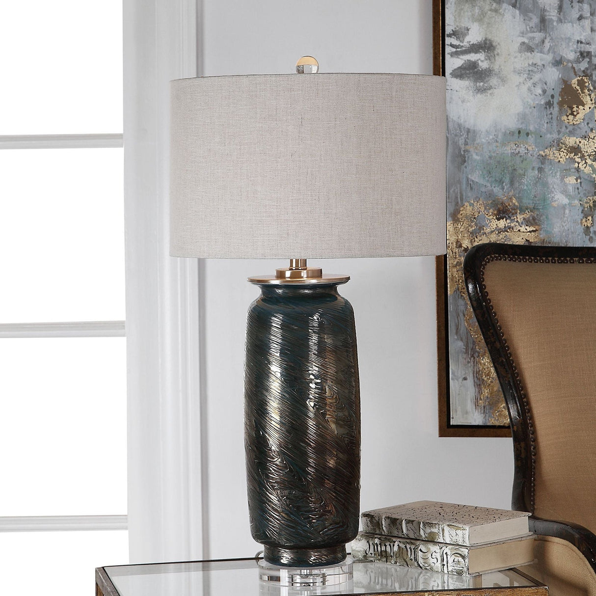 Uttermost Olesya Swirl Glass Table Lamp - Home Elegance USA