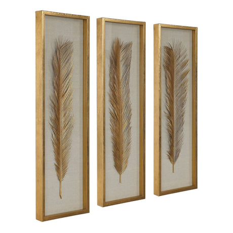 Uttermost Palma Gold Leaf Shadow Box - Set Of 3 - Home Elegance USA