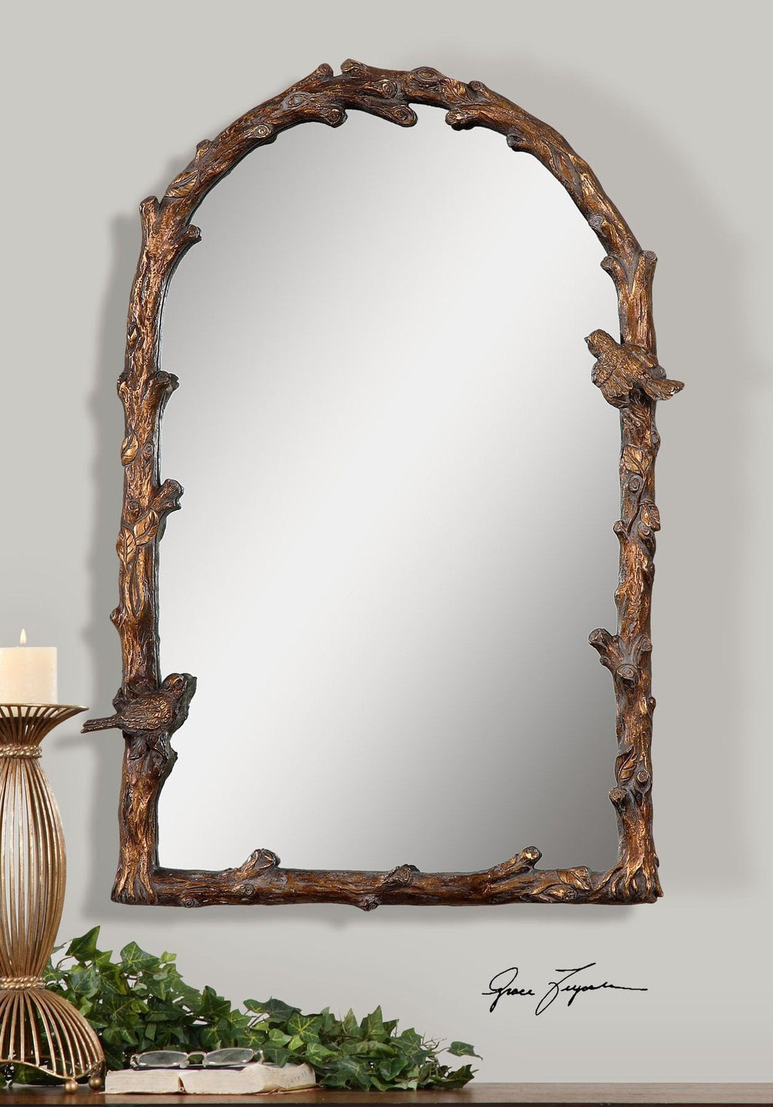 Uttermost Paza Antique Gold Arch Mirror - Home Elegance USA