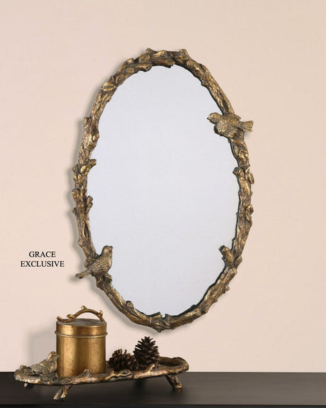 Uttermost Paza Oval Vine Gold Mirror - Home Elegance USA