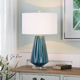 Uttermost Pescara Teal-Gray Glass Lamp - Home Elegance USA
