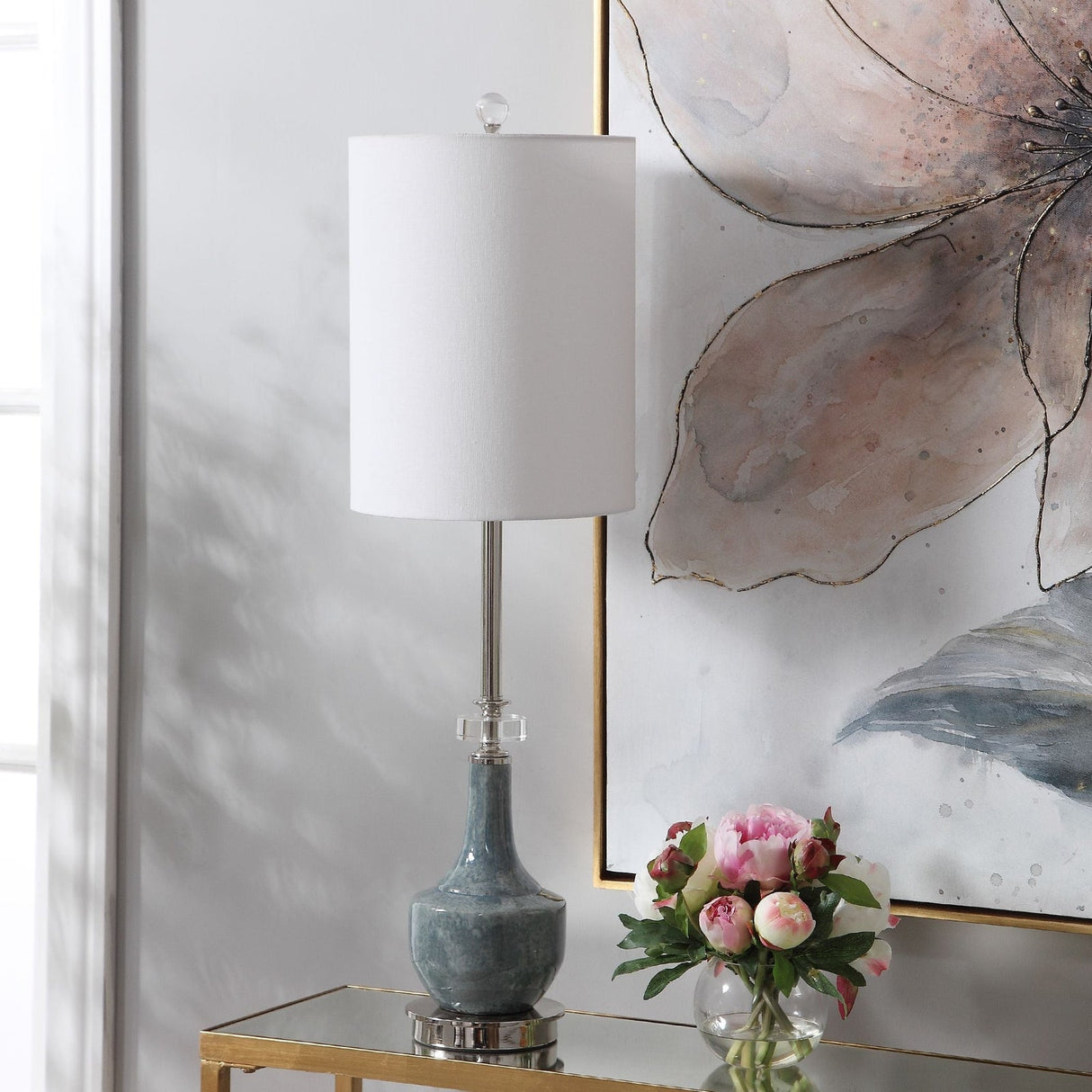 Uttermost Piers Mottled Blue Buffet Lamp - Home Elegance USA