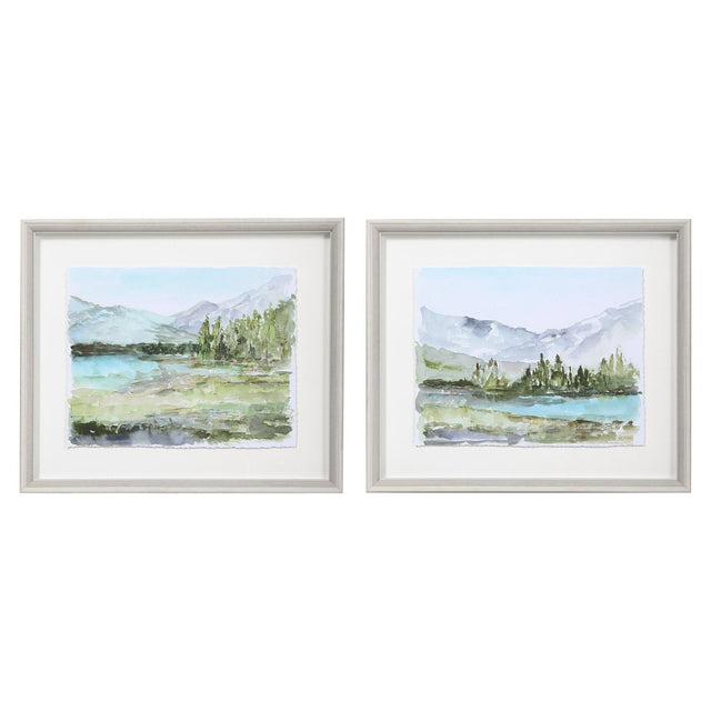 Uttermost Plein Air Reservoir Watercolor Prints - Set Of 2 - Home Elegance USA