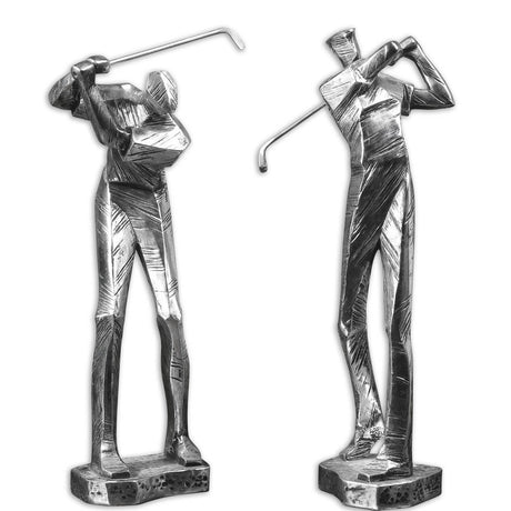 Uttermost Practice Shot Metallic Statues - Set Of 2 - Home Elegance USA