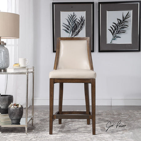 Uttermost Purcell Leather Counter Stool - Home Elegance USA