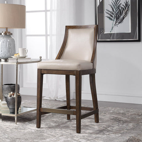 Uttermost Purcell Leather Counter Stool - Home Elegance USA