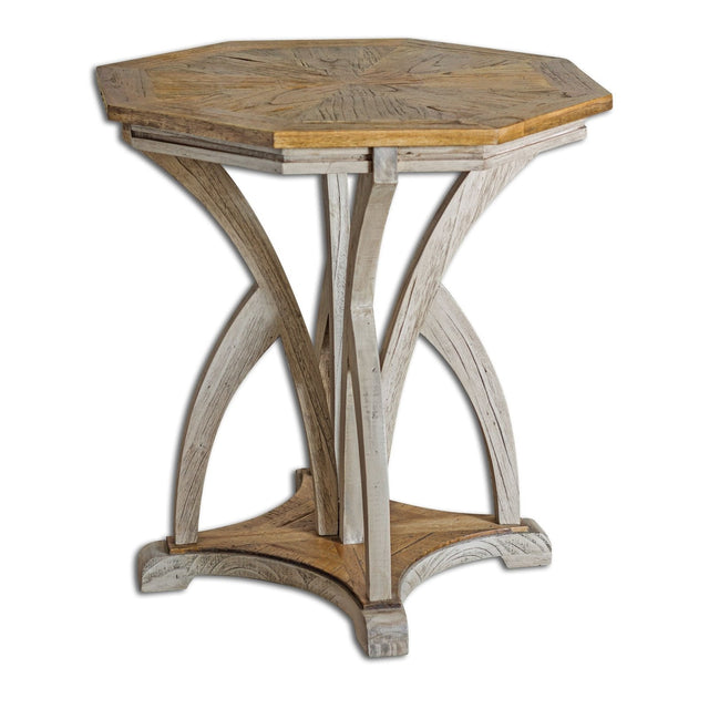 Uttermost Ranen Aged White Side Table - Home Elegance USA