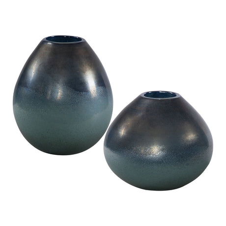 Uttermost Rian Aqua Bronze Vases - Set Of 2 - Home Elegance USA