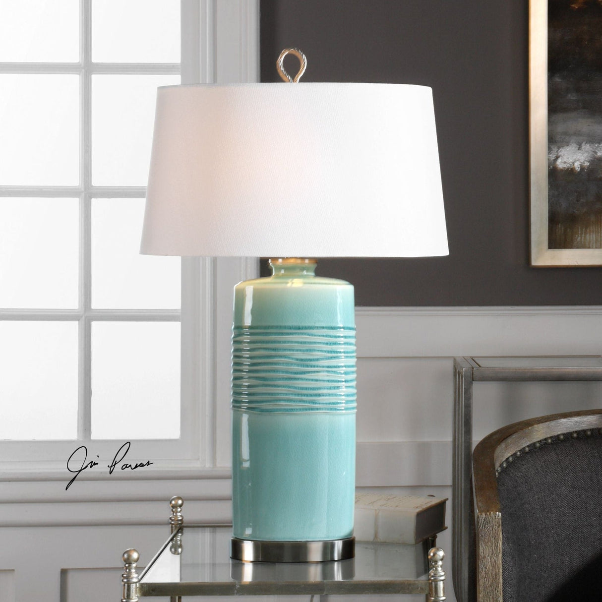 Uttermost Rila Distressed Teal Table Lamp - Home Elegance USA