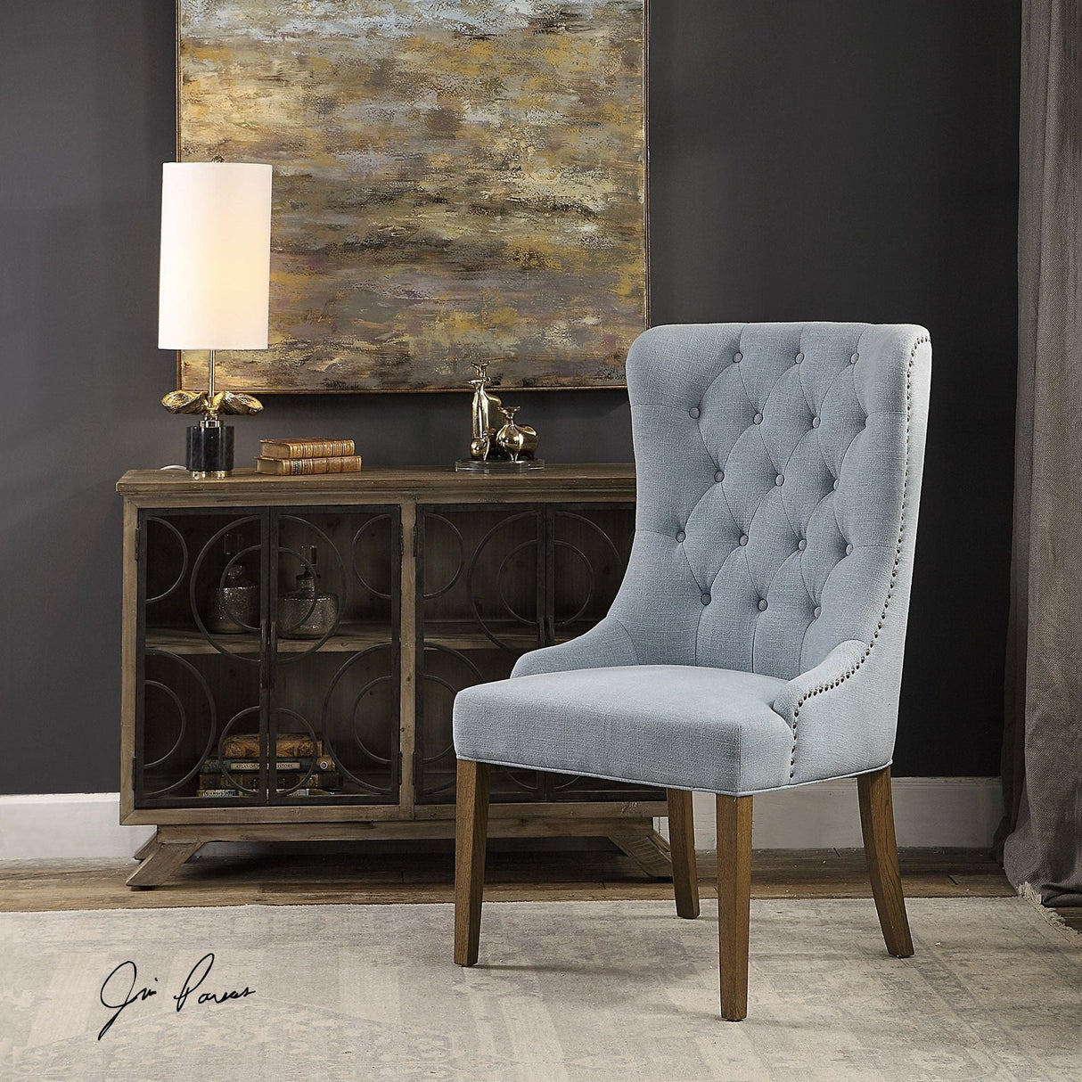 Uttermost Rioni Tufted Wing Chair - Home Elegance USA