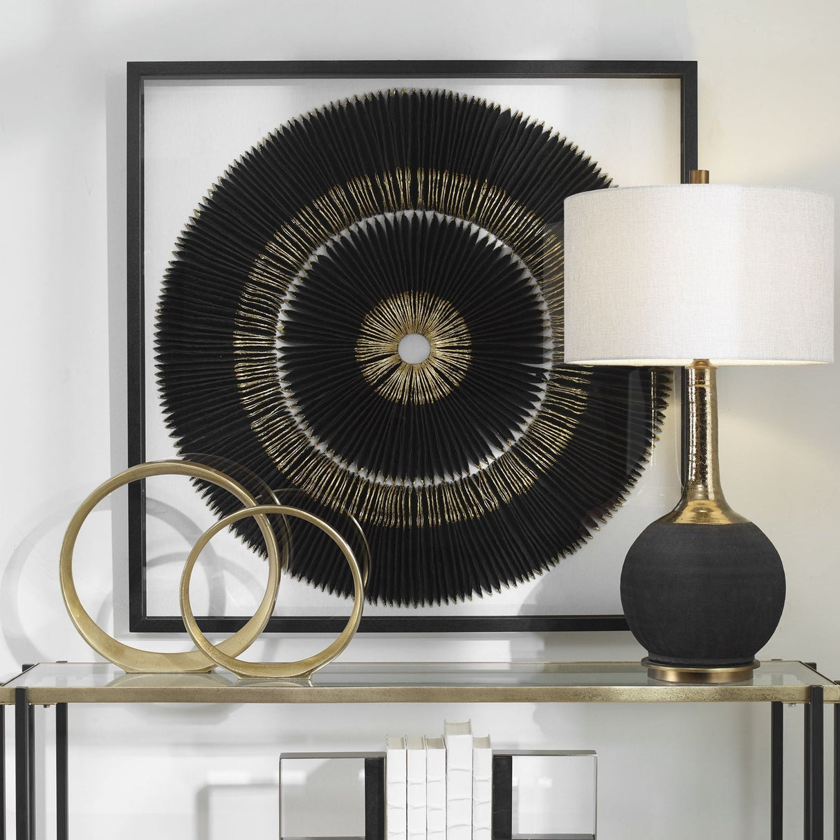 Uttermost Sandara Black And Gold Shadow Box - Home Elegance USA