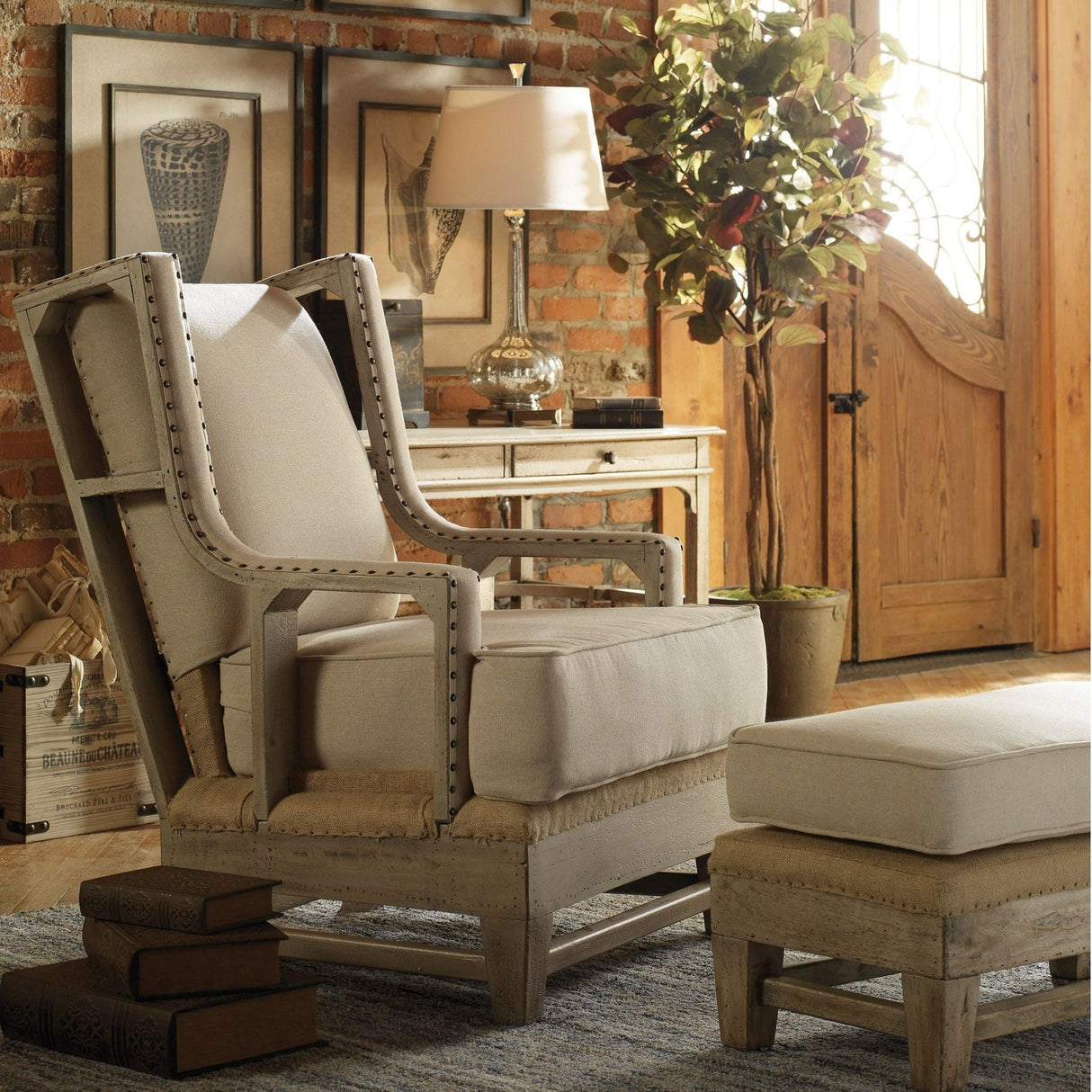 Uttermost Schafer Linen Armchair - Home Elegance USA