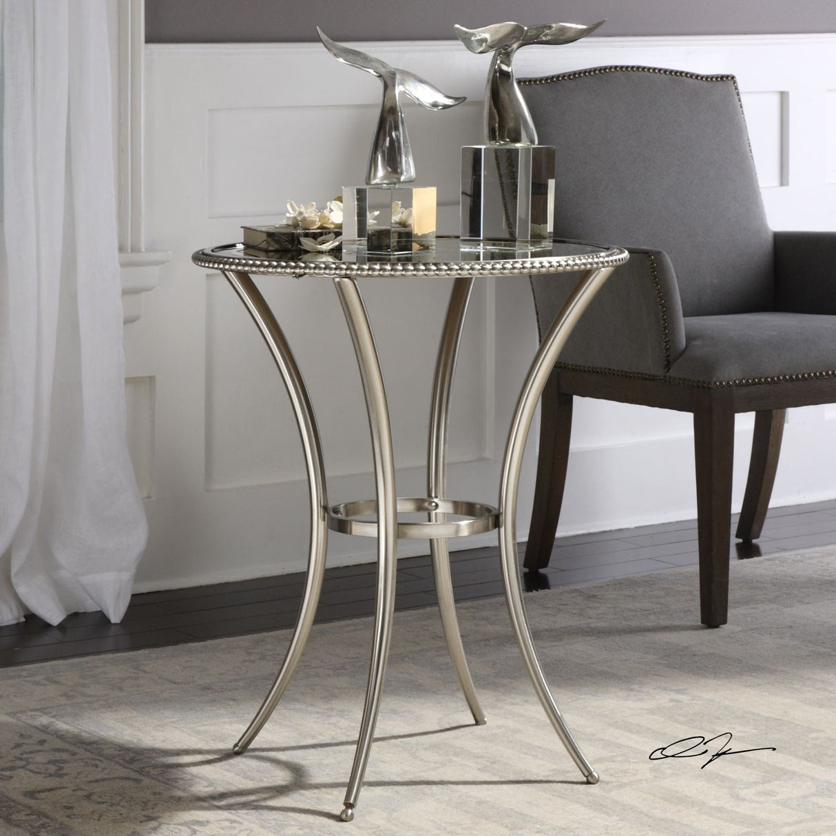Uttermost Sherise Beaded Metal Accent Table - Home Elegance USA