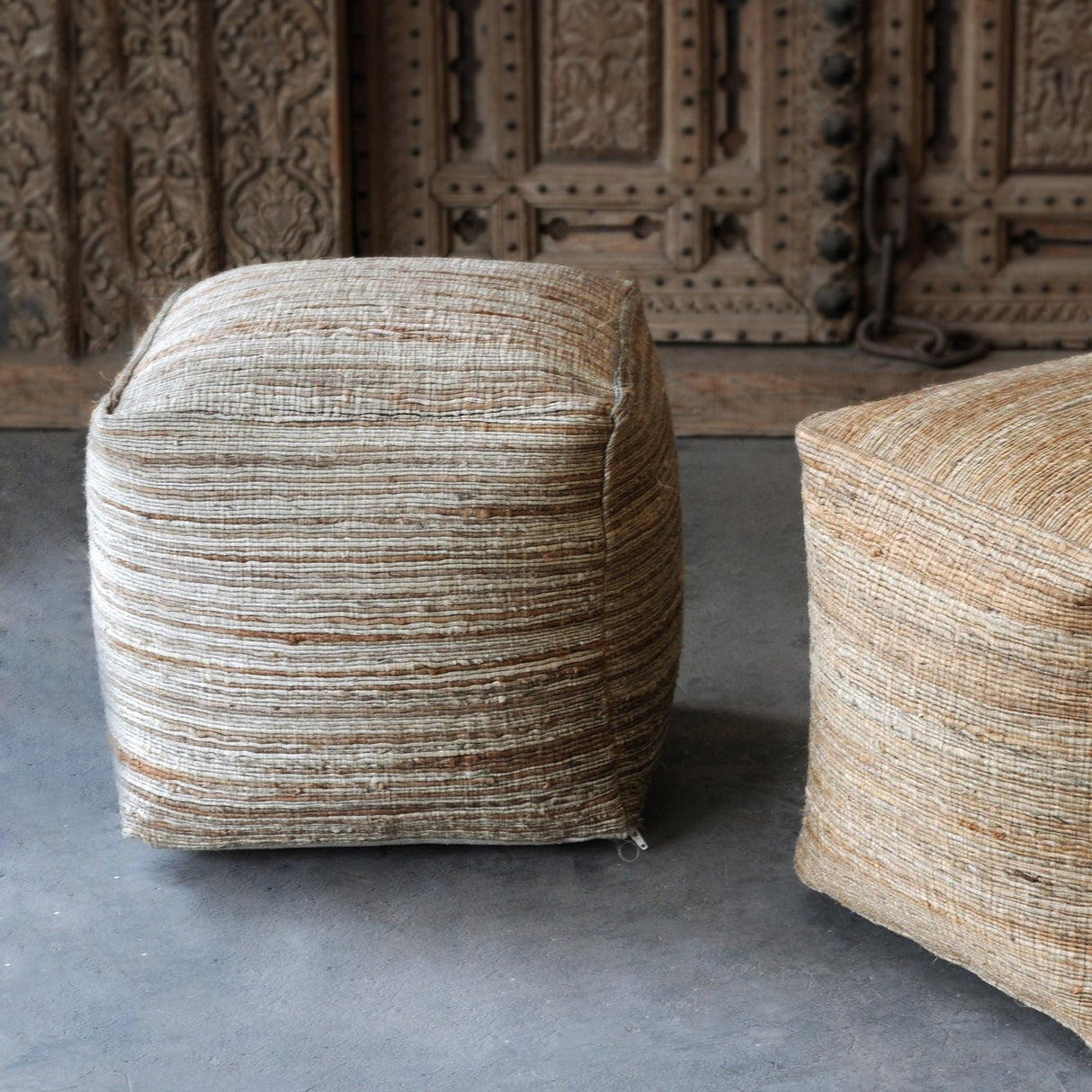 Uttermost Shiro Beige Pouf - Home Elegance USA