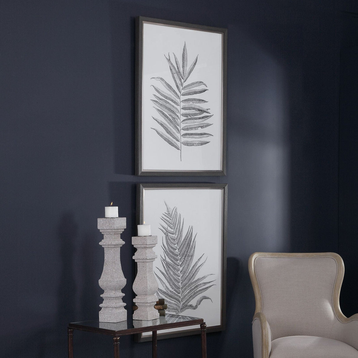 Uttermost Silver Ferns Framed Prints - Set Of 2 - Home Elegance USA