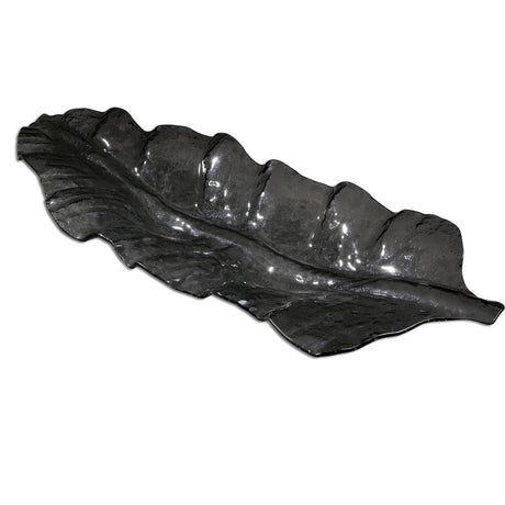 Uttermost Smoked Leaf Glass Tray - Home Elegance USA