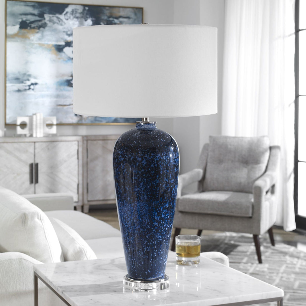 Uttermost Stargazer Cobalt Navy Table Lamp - Home Elegance USA