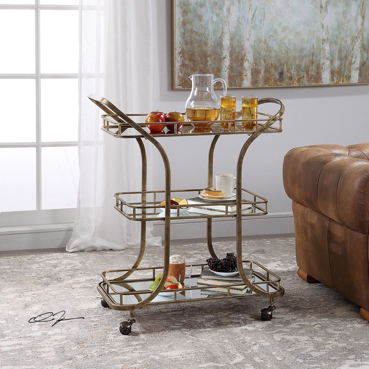 Uttermost Stassi Gold Serving Cart - Home Elegance USA