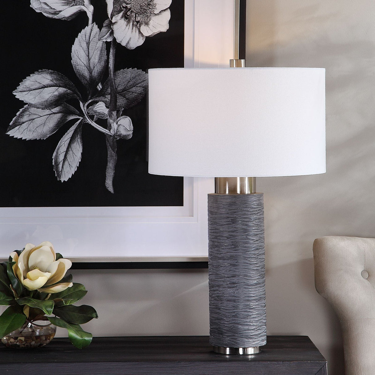 Uttermost Strathmore Stone Gray Table Lamp - Home Elegance USA