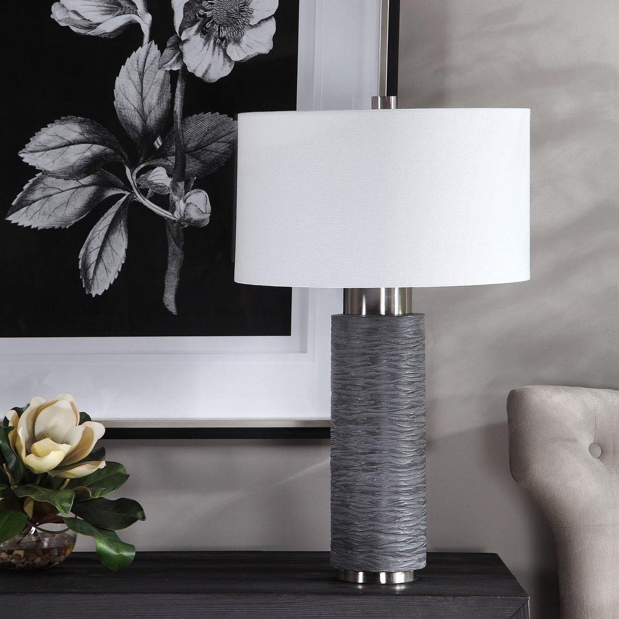 Uttermost Strathmore Stone Gray Table Lamp - Home Elegance USA