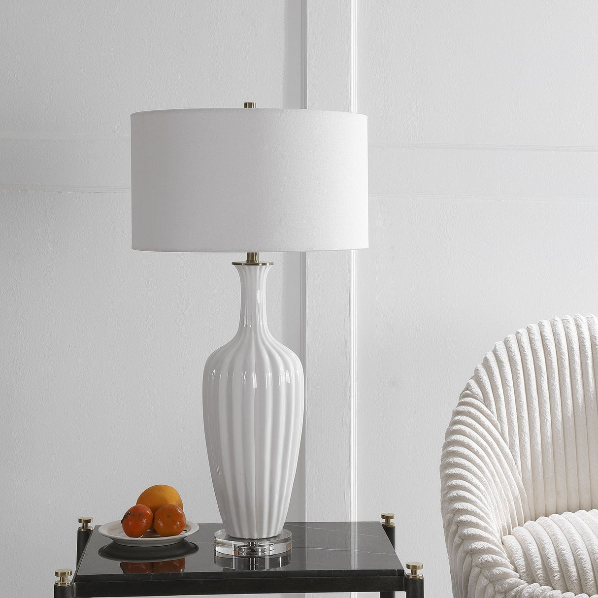 Uttermost Strauss White Ceramic Table Lamp - Home Elegance USA