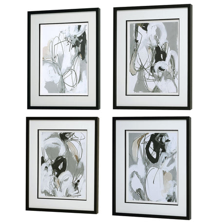 Uttermost Tangled Threads Abstract Framed Prints - Set Of 4 - Home Elegance USA