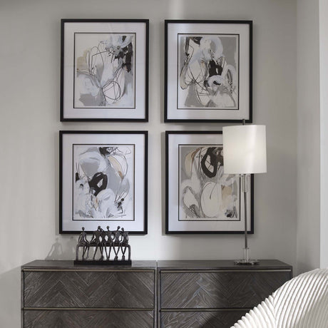 Uttermost Tangled Threads Abstract Framed Prints - Set Of 4 - Home Elegance USA