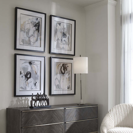 Uttermost Tangled Threads Abstract Framed Prints - Set Of 4 - Home Elegance USA