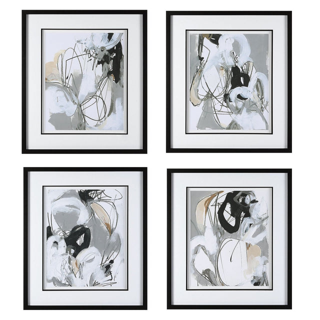 Uttermost Tangled Threads Abstract Framed Prints - Set Of 4 - Home Elegance USA