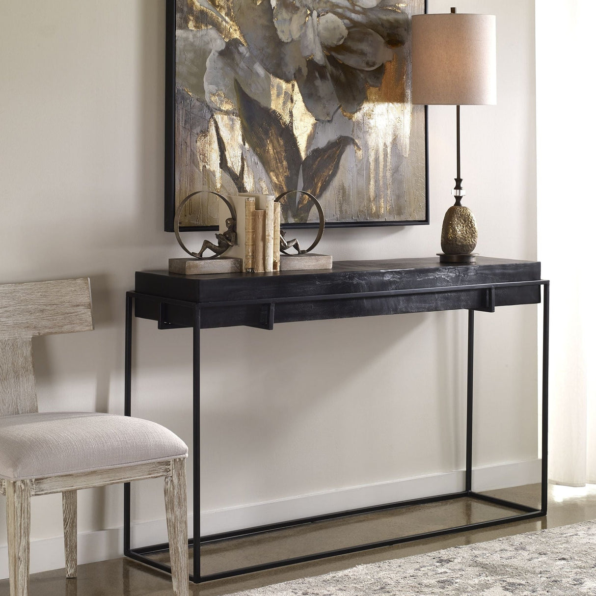 Uttermost Telone Modern Black Console Table - Home Elegance USA