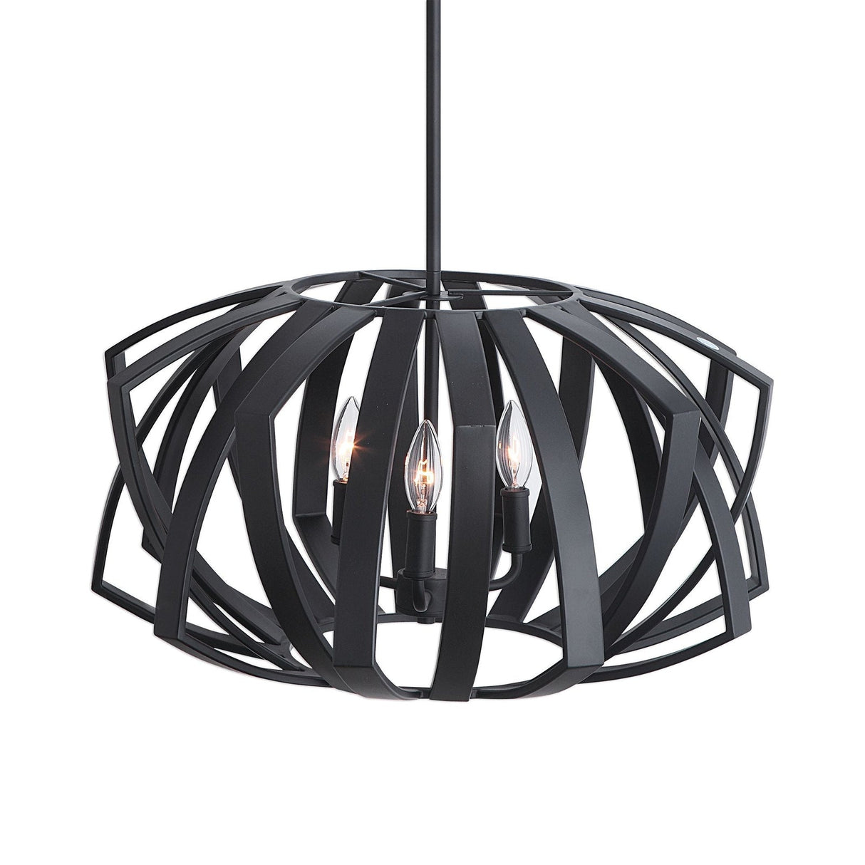 Uttermost Thales Black Geometric 3 Light Pendant - Home Elegance USA