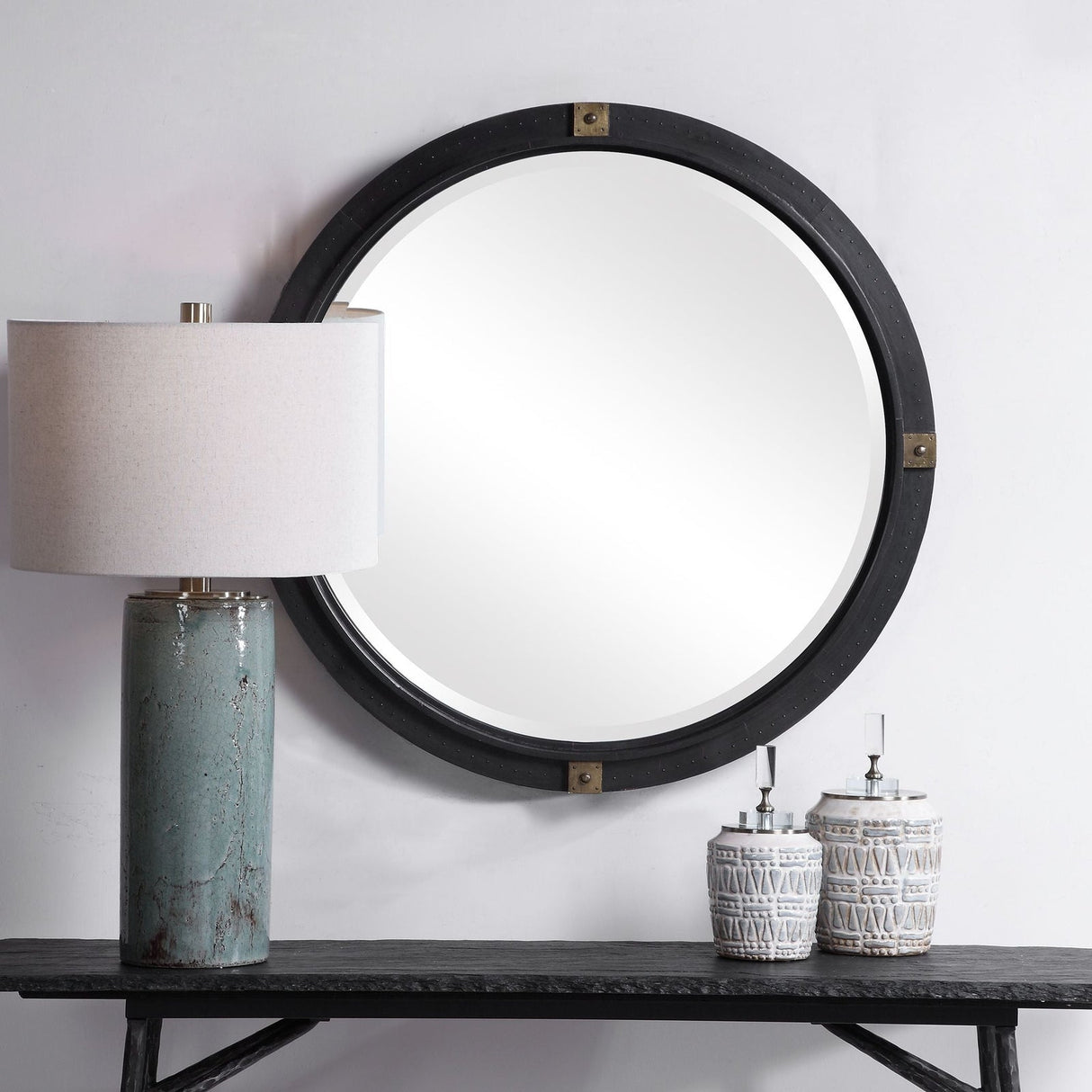 Uttermost Tull Industrial Round Mirror - Home Elegance USA