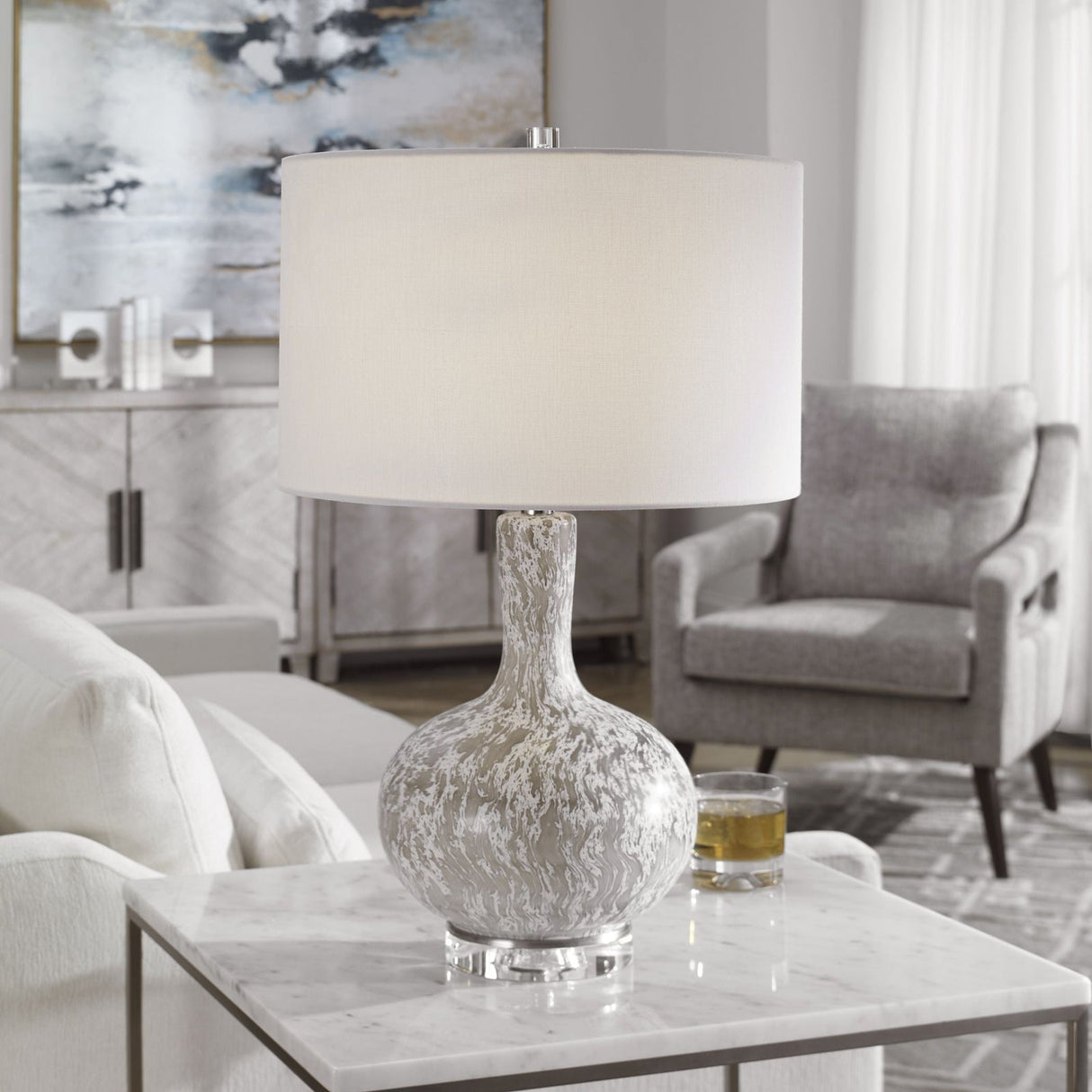 Uttermost Turbulence Distressed White Table Lamp - Home Elegance USA