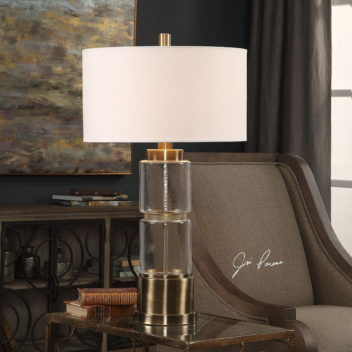 Uttermost Vaiga Glass Column Lamp - Home Elegance USA