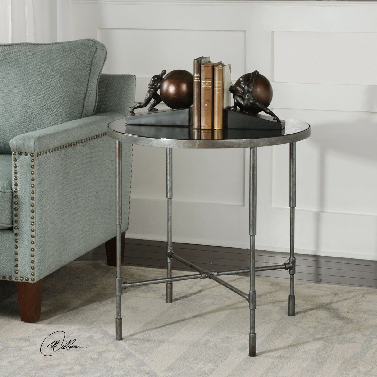 Uttermost Vande Aged Steel Sidetable - Home Elegance USA