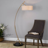 Uttermost Vardar Curved Brass Floor Lamp - Home Elegance USA