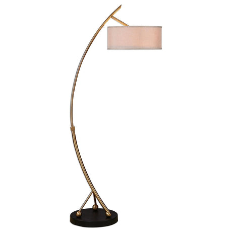 Uttermost Vardar Curved Brass Floor Lamp - Home Elegance USA
