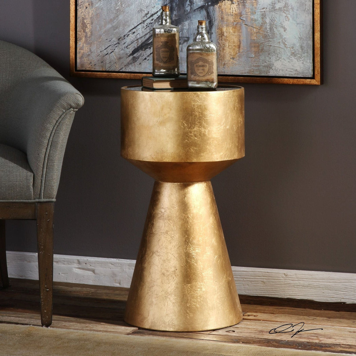 Uttermost Veira Gold Accent Table - Home Elegance USA