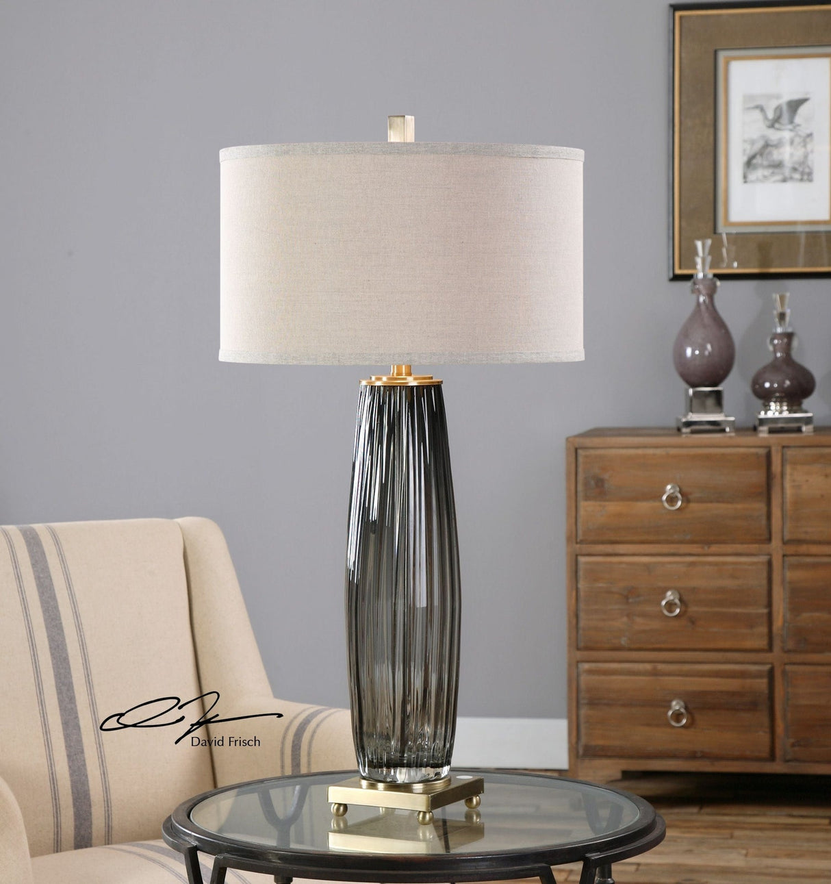 Uttermost Vilminore Gray Glass Table Lamp - Home Elegance USA