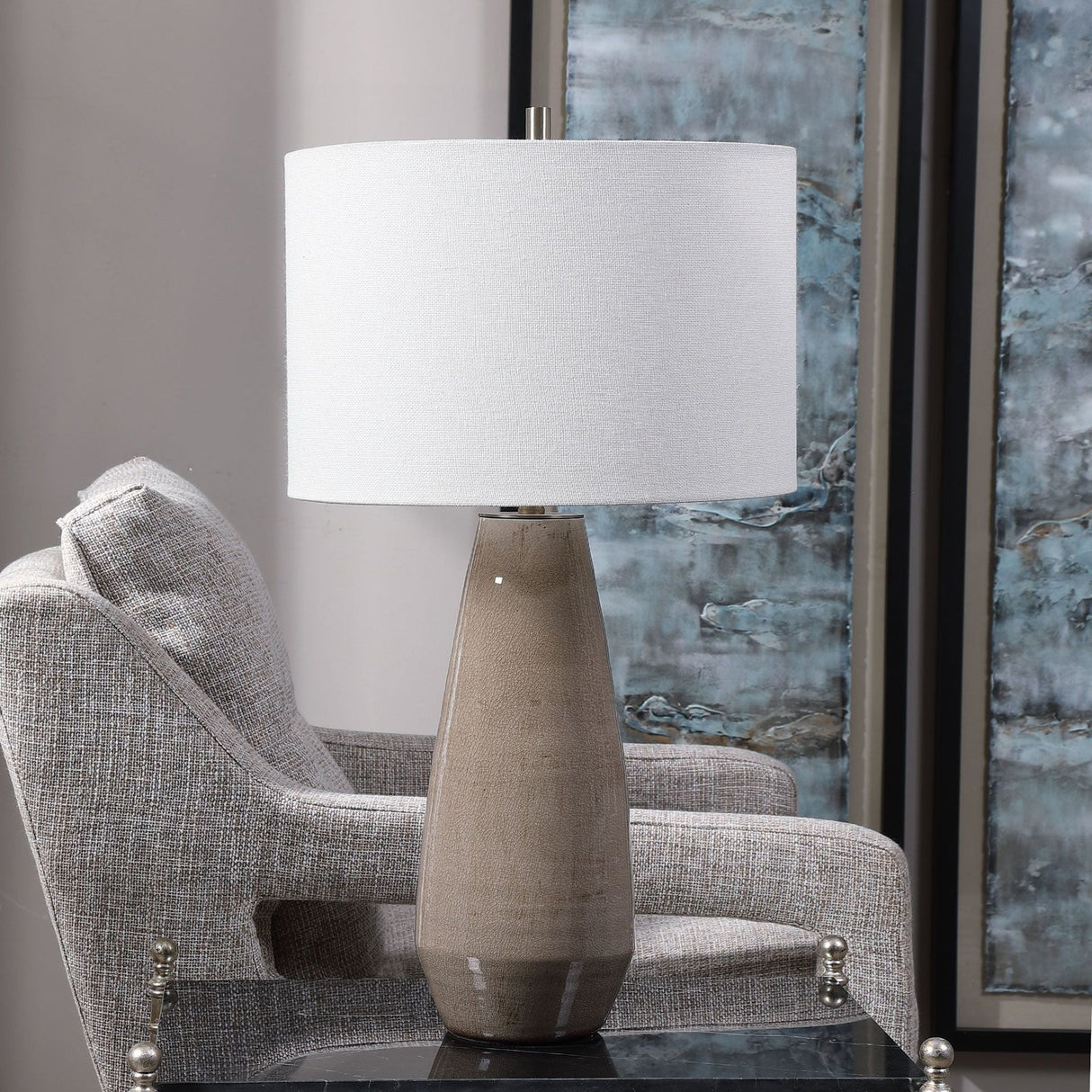 Uttermost Volterra Taupe-Gray Table Lamp - Home Elegance USA