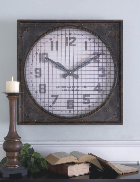 Uttermost Warehouse Wall Clock With Grill - Home Elegance USA