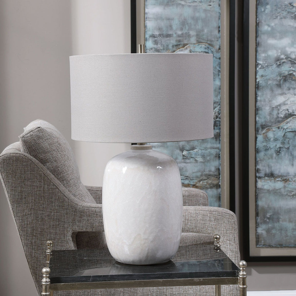 Uttermost Winterscape White Glaze Table Lamp - Home Elegance USA