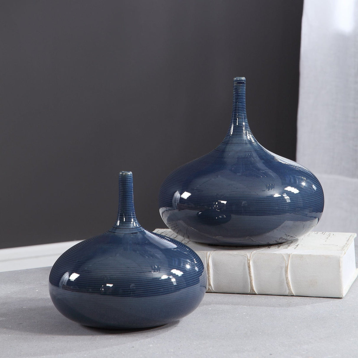 Uttermost Zayan Blue Vases - Set Of 2 - Home Elegance USA