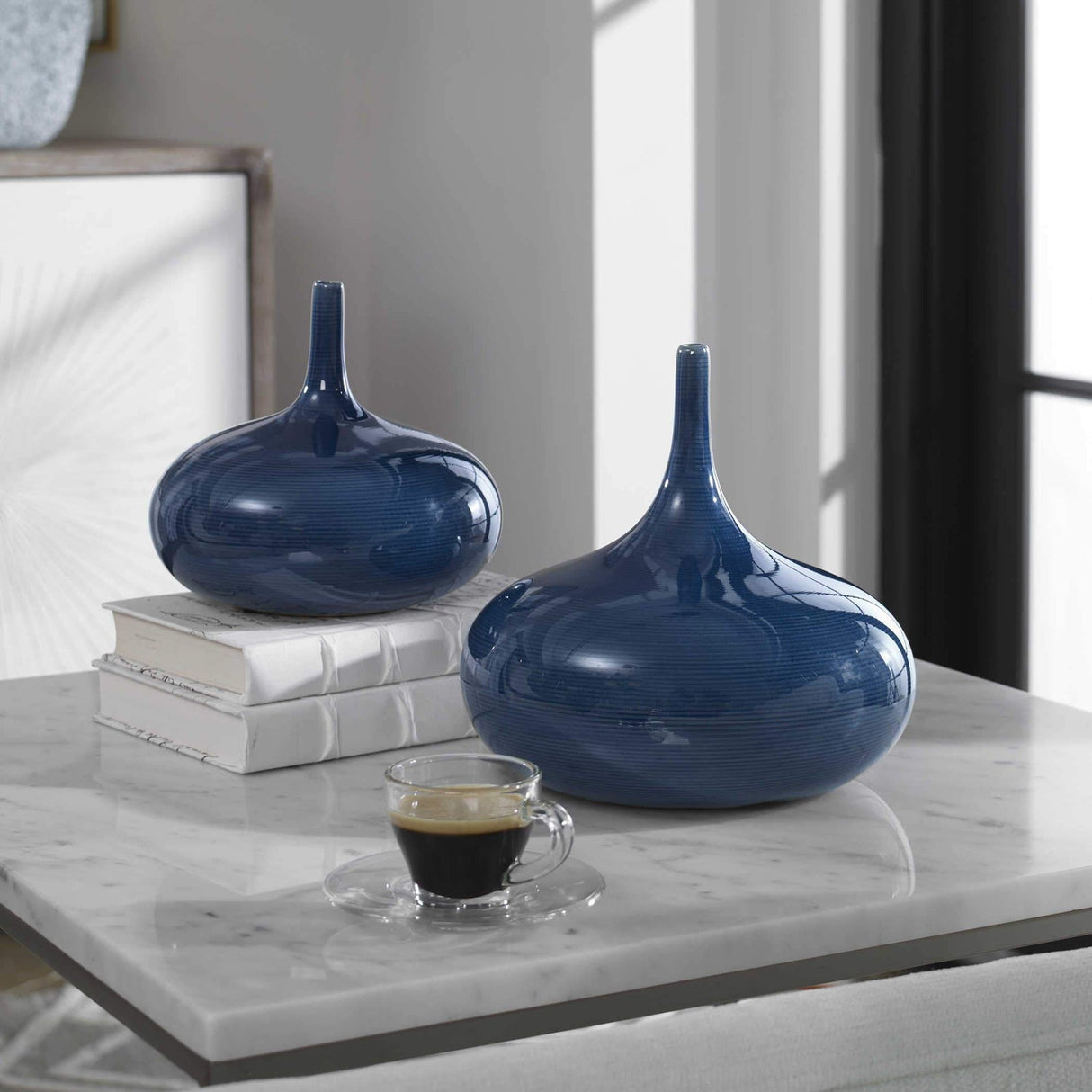 Uttermost Zayan Blue Vases - Set Of 2 - Home Elegance USA