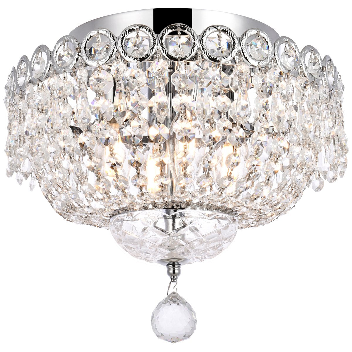 Elegant Lighting Century 4-Light 12-Inch Flush Mount in Clear Crystal - Home Elegance USA