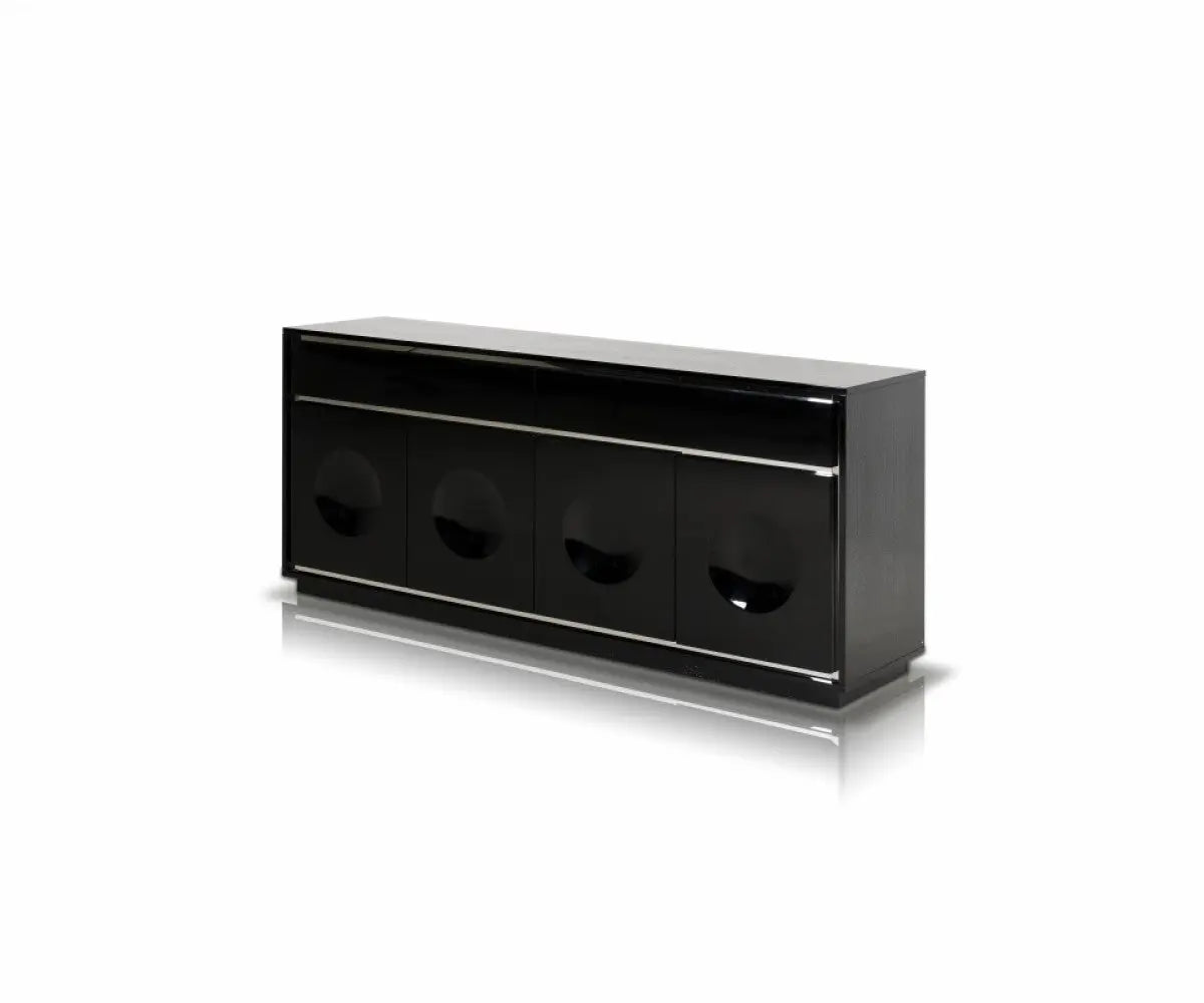 Vig Furniture - Cc1308-180-Blk Modern Black Crocodile Lacquer Buffet - Vguncc1308-180-Blk