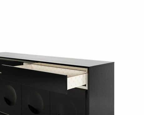 Vig Furniture - Cc1308-180-Blk Modern Black Crocodile Lacquer Buffet - Vguncc1308-180-Blk