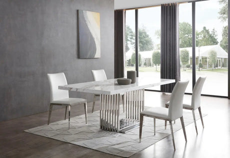 Vig Furniture - Modrest Kingsley Modern Marble & Stainless Steel Dining Table - Vgvct8933-Stl