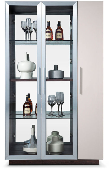 Vig Furniture Union Modern Brown Oak w/ Grey Gloss Wine Cabinet