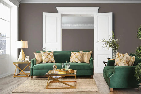 Verdante Transitional Sofa and Loveseat in Emerald Green Microfiber Finish by Furniture of America Furniture of America